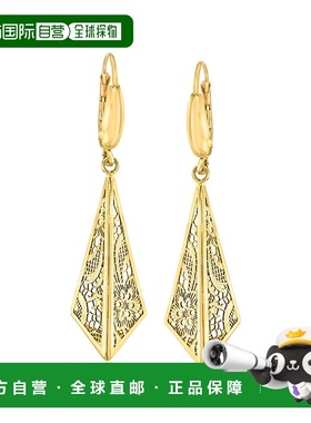 自营 Ross-Simons 意大利 14kt 黄金花丝三角形吊式耳环 - 黄色