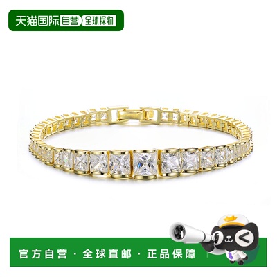 自营 GENEVIVE 纯银镀金方晶锆石毕业手链 美国奥莱直发