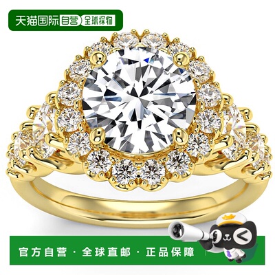 自营 pompeii35 克拉光环圆形明亮式切割钻石订婚戒指，14k 金实