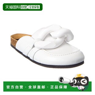 自营 JW Anderson 链条皮革穆勒鞋 - 白色 美国奥莱直发女鞋拖鞋