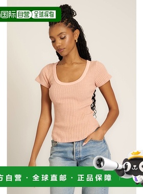 自营 project social tJulie大圆领毛衣罗纹T恤-mw玫瑰色 美国奥