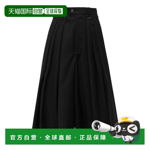 自营vivienne westwood中长裙裤褶皱新剪羊毛短裙-黑色 美国奥莱