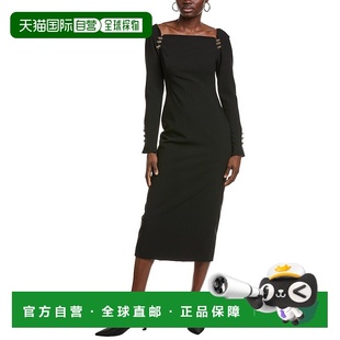 黑色 roseLela玫瑰连肩迷笛连衣裙 美国奥莱直发 lela 自营