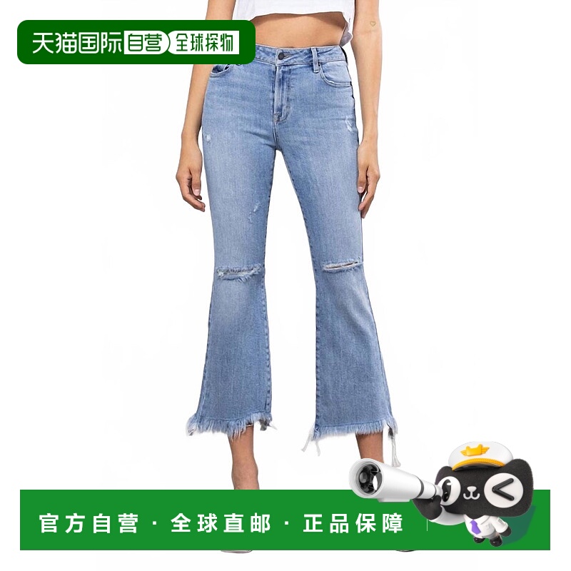 自营hidden浅蓝色高腰级Fray露脐牛仔裤-浅蓝色 美国奥莱直发