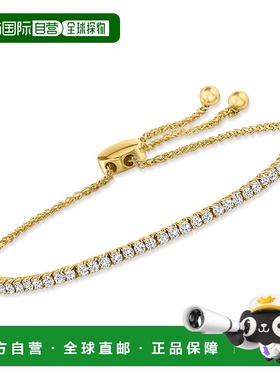 自营 14 克拉黄金 Ross-Simons 钻石线 Bolo 手链 - 白色 美国奥