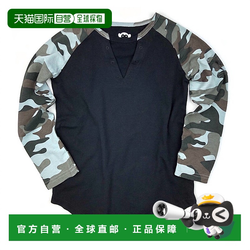 自营 appaman男童黑色和迷彩棒球 T 恤 - 黑色和迷彩 美国奥莱直