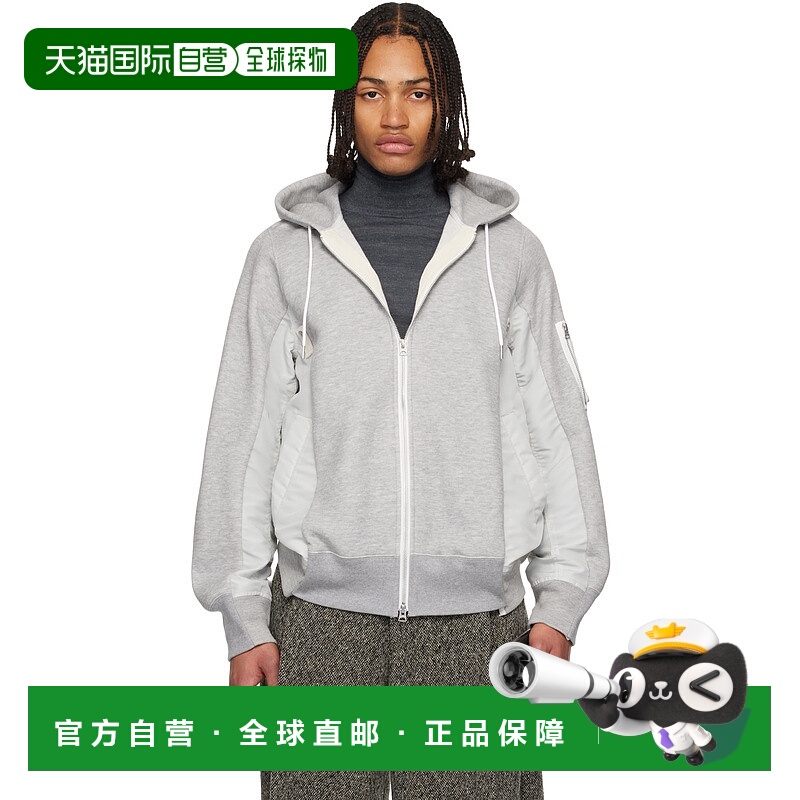 1h可退 香港直邮潮奢 Sacai 男士 灰色 Sponge Sweat & Nylon Twi