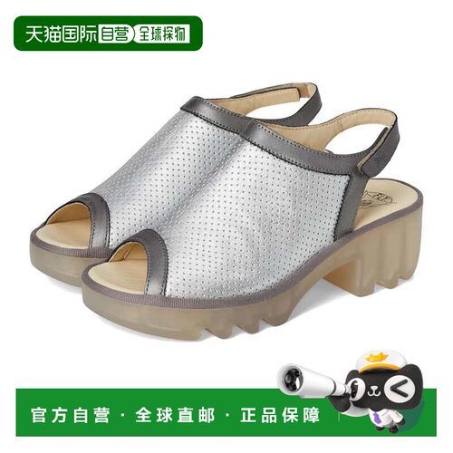 自营Fly London TEIF577FLY Slingback女士银色皮革高跟凉鞋ZOGG3