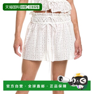 自营 ganni甘尼轻Broderie Anglaise迷你裙-白色 美国奥莱直发