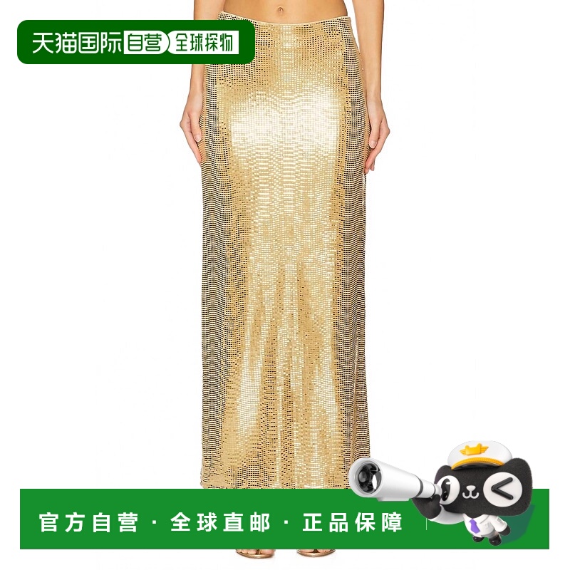 自营show me your mumuSaturday Maxi Skirt In Gold Shiny Stret