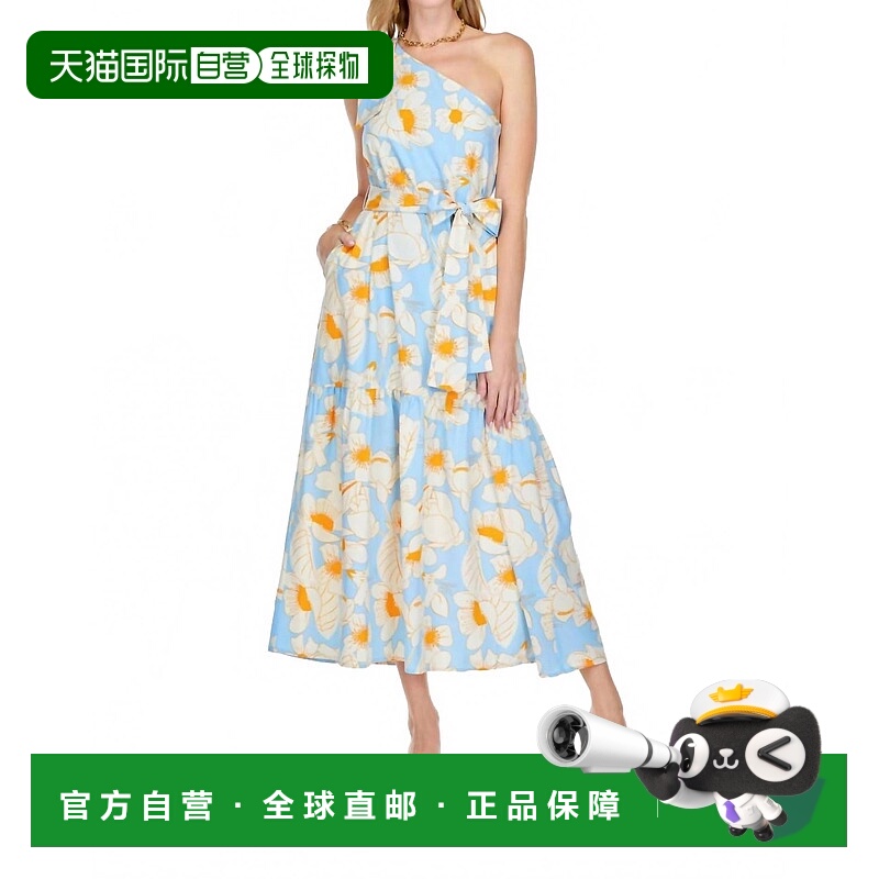 自营jadeWomen's One Shoulder Bow Maxi Dress In Blue Lotus -