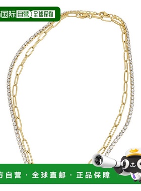 自营 Adornia Paper Clip Chain and Tennis Necklace Set gold y