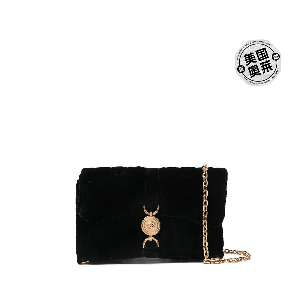 自营versaceStructured Black Bag With Subtle Hardware Accents