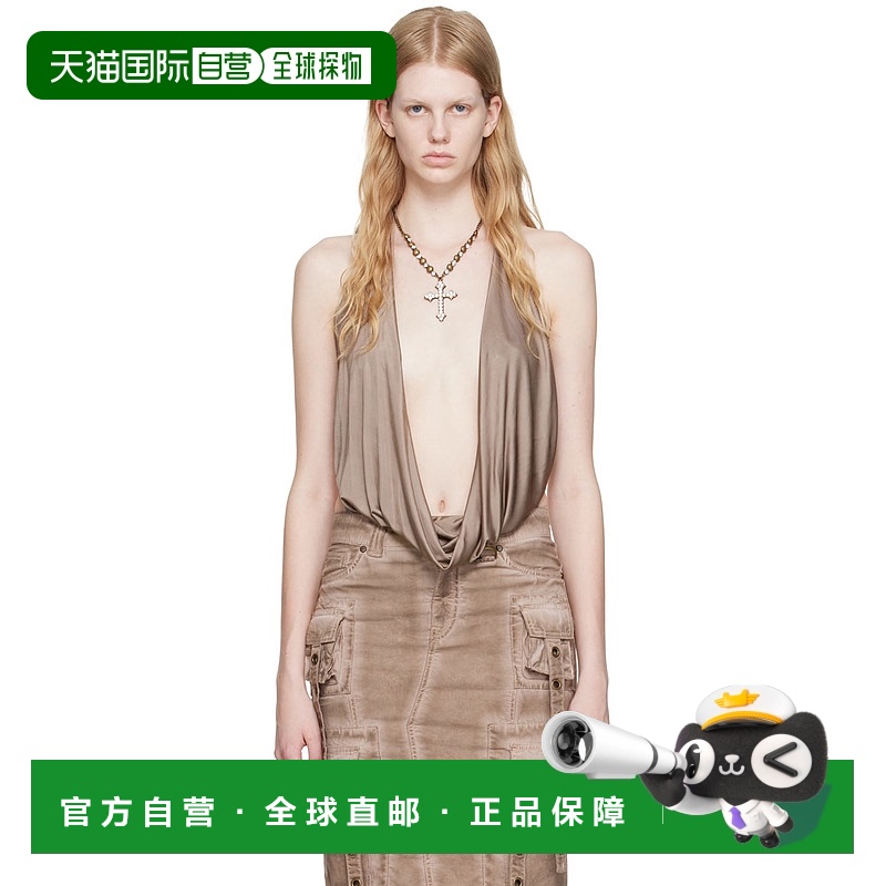 1h可退 香港直邮潮奢 Blumarine 蓝色情人 女士 棕色 Plunging 连
