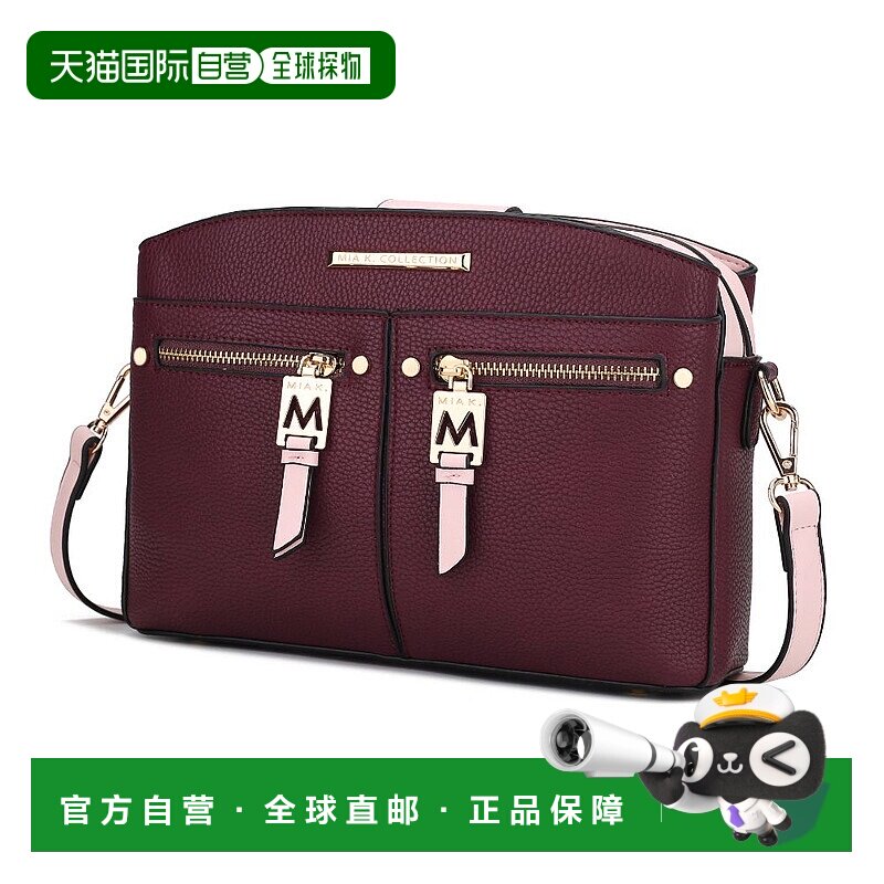 自营 mia k collectionZoely 纯素皮革女士斜挎手提包 - 酒红色
