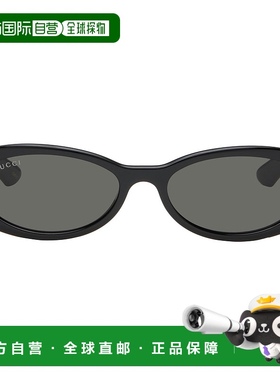 1h可退 香港直邮潮奢 Gucci 古驰 女士 黑色 Oval Frame 太阳镜 G