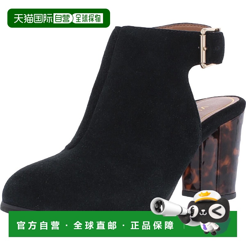 自营vionic蕾丝女式绒面脚踝块高跟鞋-黑色 美国奥莱直发