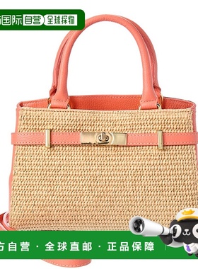 自营 persaman new yorkPersaman纽约Kate稻草和皮革单肩包-橙色
