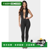 Women black Bar 自营Bebe Jumpsuit Gold Detail 美国奥莱直