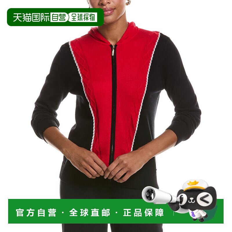 自营St. John羊绒色块夹克-红色外套 美国直发奥莱 美国奥莱直发