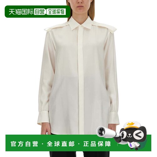 自营burberryWhite Mulberry Silk Shirt - white 美国奥莱直发