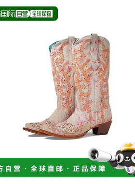 美国直邮CORRAL 女士牛皮靴子高跟鞋牛皮鞋女靴进口