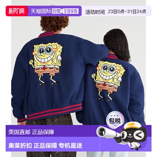 Faux Wool Bomber navy 自营Aeropostale Jacket Spongebob