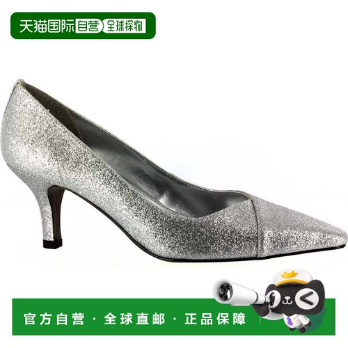 自营Women's Easy Street Chiffon Pumps Silver Glitter Kitten