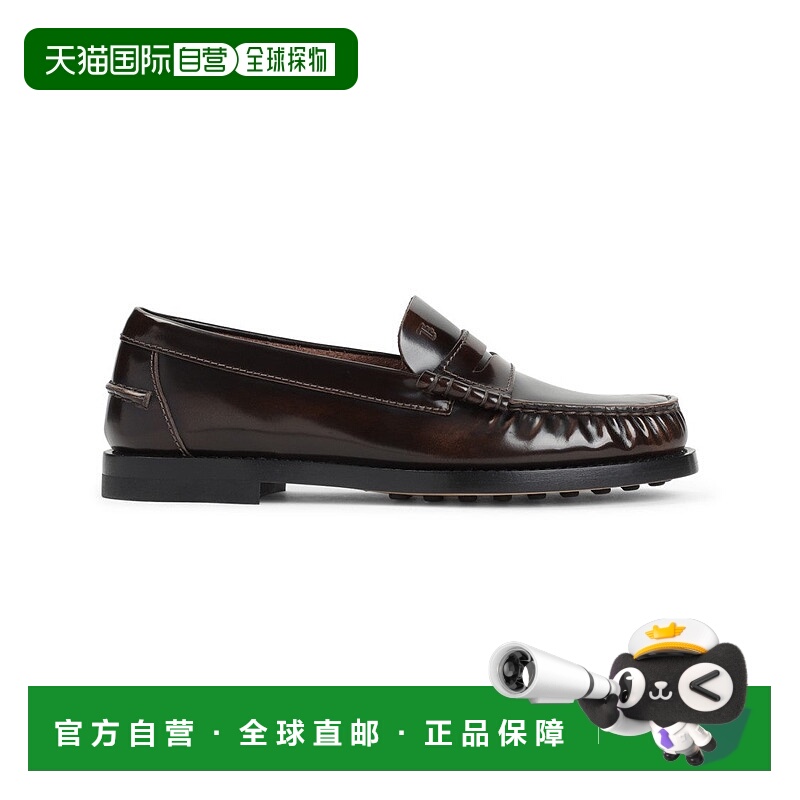 自营tod'sBrown Calf Leather Loafers With Penny Strap - black