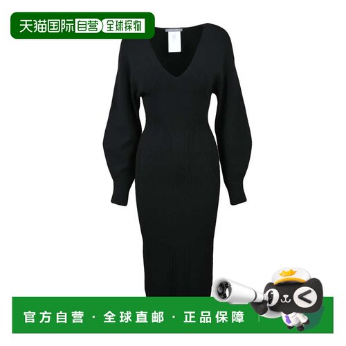 自营alberta ferrettiLong Knit Dress Black - black 美国奥莱直