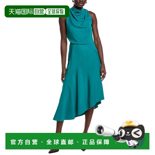 自营Reiss Giana High Neck Draped Midi Dress - green 美国奥莱