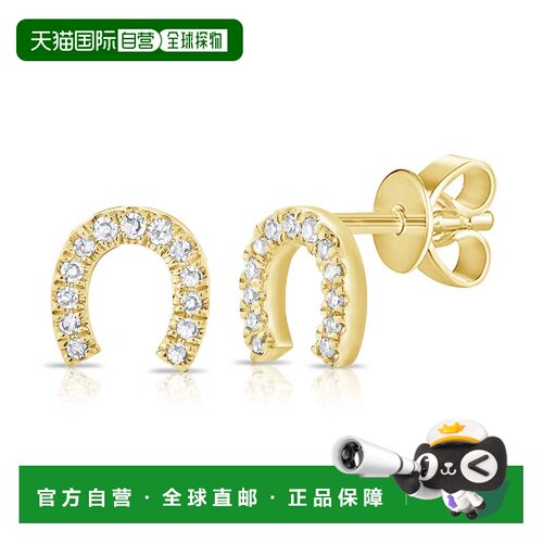 自营sabrina14K Yellow Gold Diamond Horse Shoe Stud Earring -