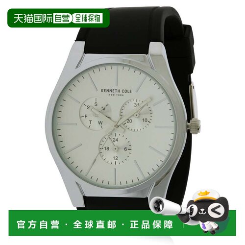 自营Kenneth Cole男士44mm石英手表KC50490001-黑色 美国奥莱直发