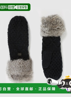 自营 Pajar 女士 Hail Heather 粗针织手套，带人造毛袖口 - 黑色
