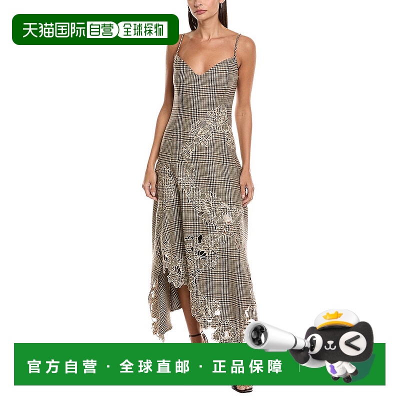 自营Oscar de la Renta丝绸衬里羊毛长裙-棕色 美国奥莱直发