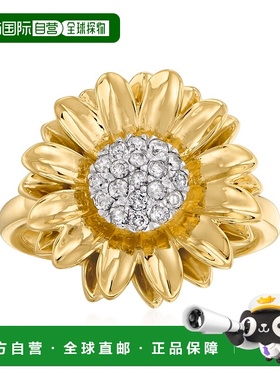 自营 Ross-Simons 18kt 金向日葵钻石戒指 - 白色 美国奥莱直发