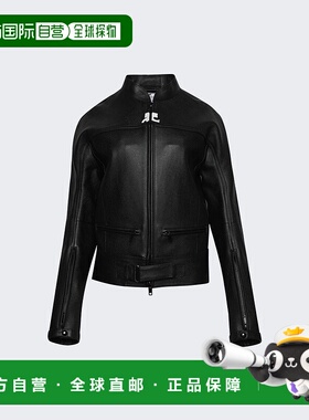 自营 courreges潜水皮革飞行员夹克 - 黑色 美国奥莱直发