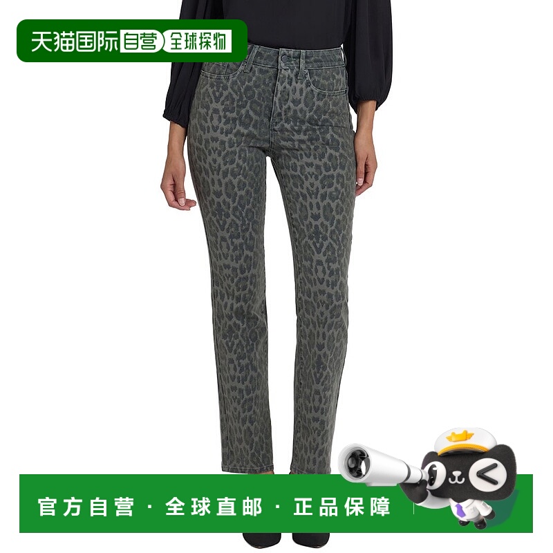自营NYDJ Petite Marilyn Vine Leaf Leopard Straight Leg Jean
