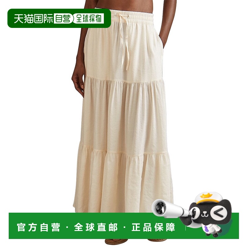 自营 Reiss Tammy抽绳长裙-米色 美国奥莱直发半身裙a字裙