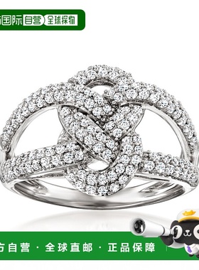 自营Ross-Simons 钻石编织结戒指（纯银）- 白色 【美国奥莱】直