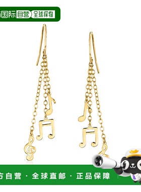 自营 Ross-Simons 意大利 14kt 黄金音符吊式耳环 - 黄色 美国奥
