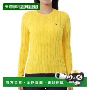 香港直邮拉夫劳伦 小马徽标圆领绞花 针织衫圆领毛衣 女款 黄色