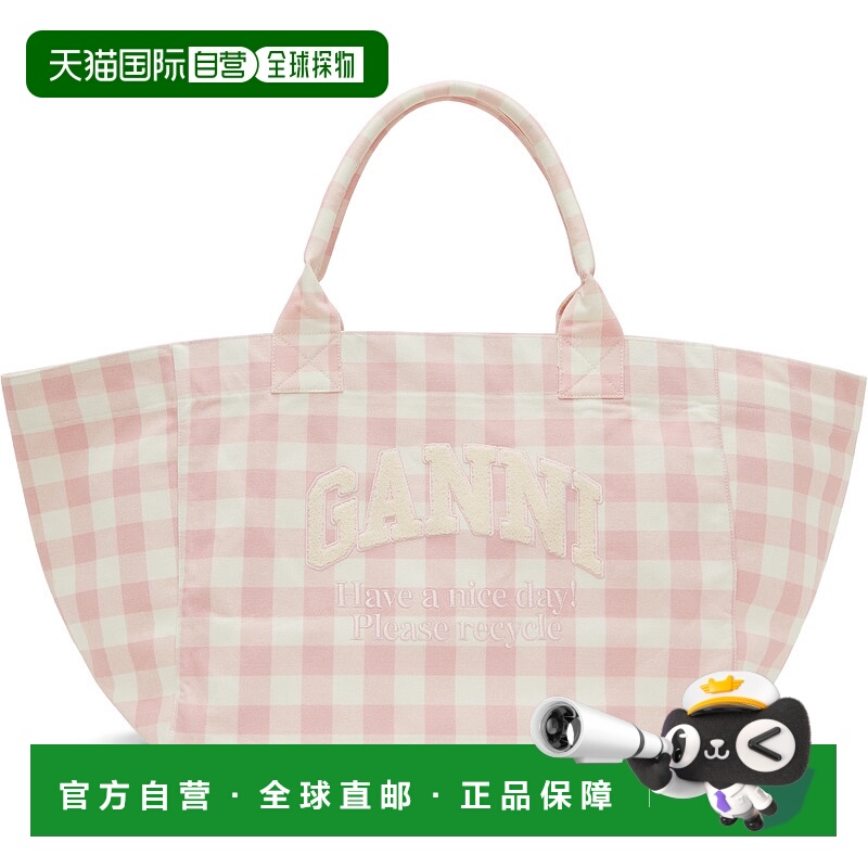 1h可退 香港直邮潮奢 GANNI 甘尼 女士 粉色 & 白色 Vichy Check