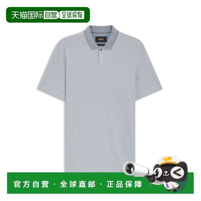 自营bossCotton-silk polo shirt with three-tone structure - l