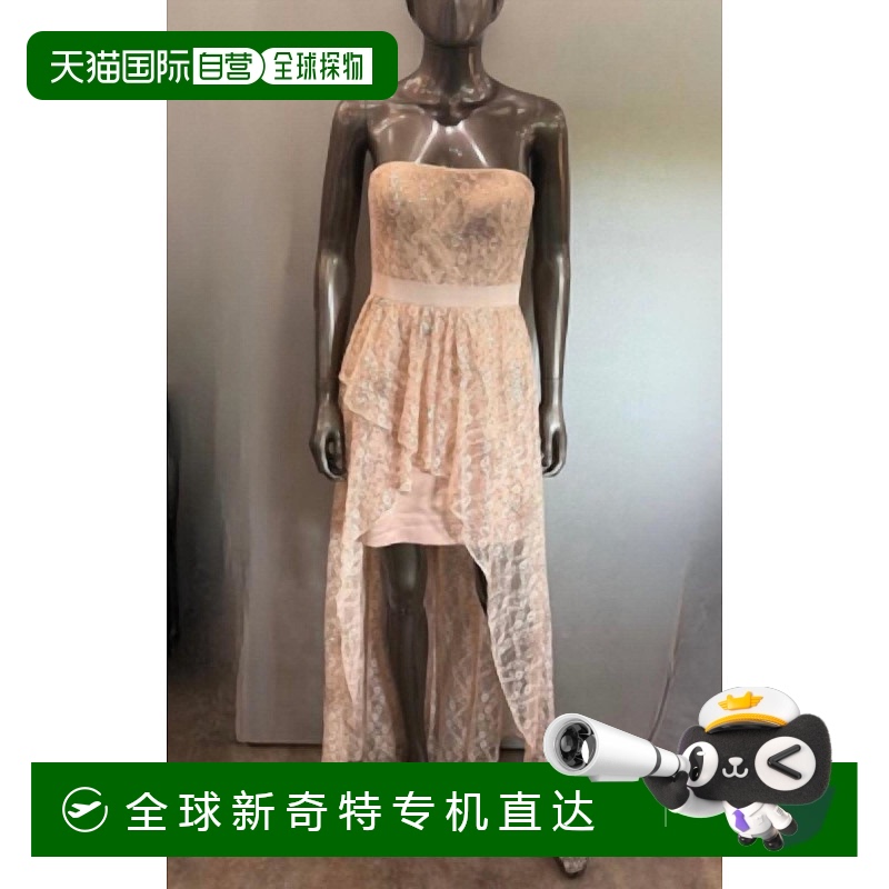 自营aidan mattox香槟色无肩带高低礼服-香槟色 【美国奥莱】直发