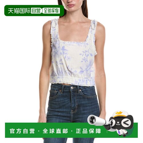 自营Saltwater Luxe Linen-Blend Floral Tank Top - white 美国