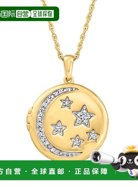 自营 Ross-Simons 18 克拉金镀在纯银上钻石天体盒式吊坠项链 - 1