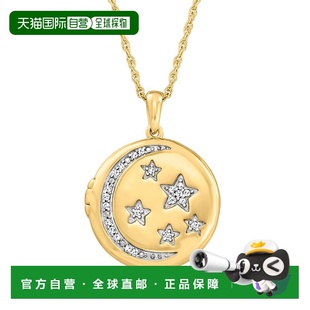 自营 Ross-Simons 18 克拉金镀在纯银上钻石天体盒式吊坠项链 - 1