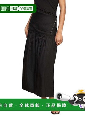 自营 modern citizen现代市民Mako亚麻折叠拉链腰裙-黑色 美国奥