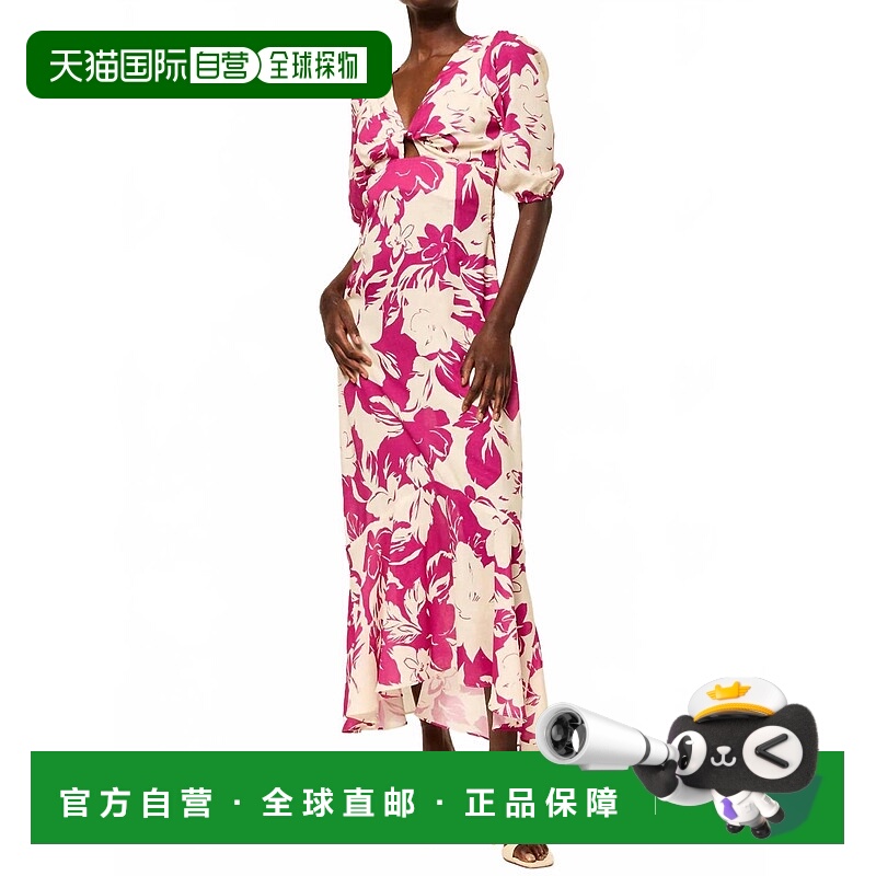 自营misa los angelesWallis连衣裙花亚麻在Fuschia-Fuschia 美国